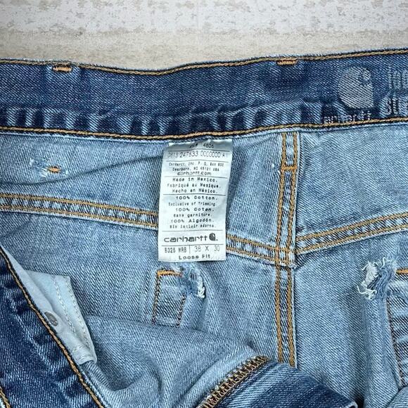 Vintage Y2K Carhartt Jeans 38x30 Baggy Wide Leg Fit Medium Wash Denim - Picture 5 of 5